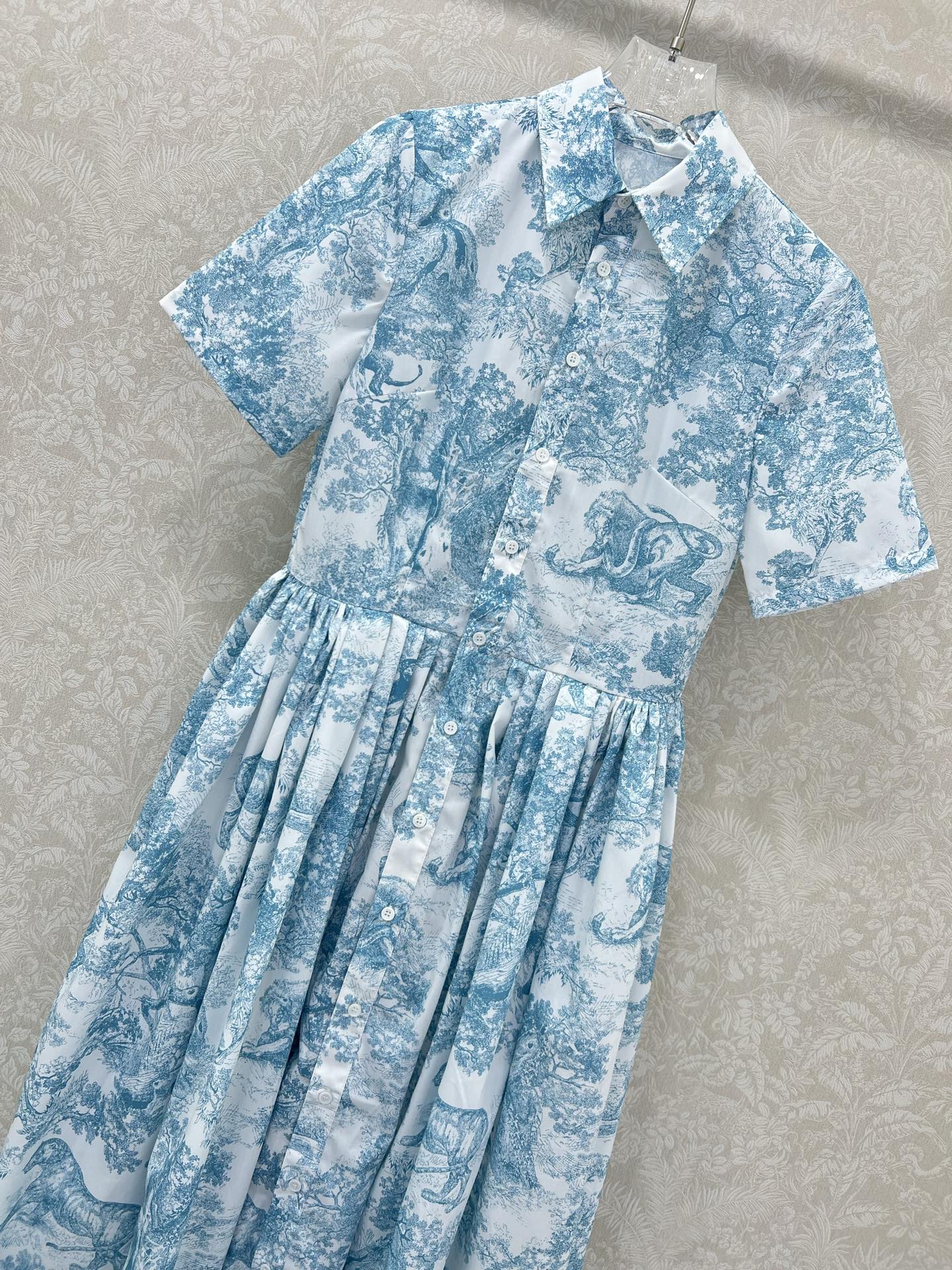 D 25 New Jungle Animal Print Short Sleeve Long Dresses