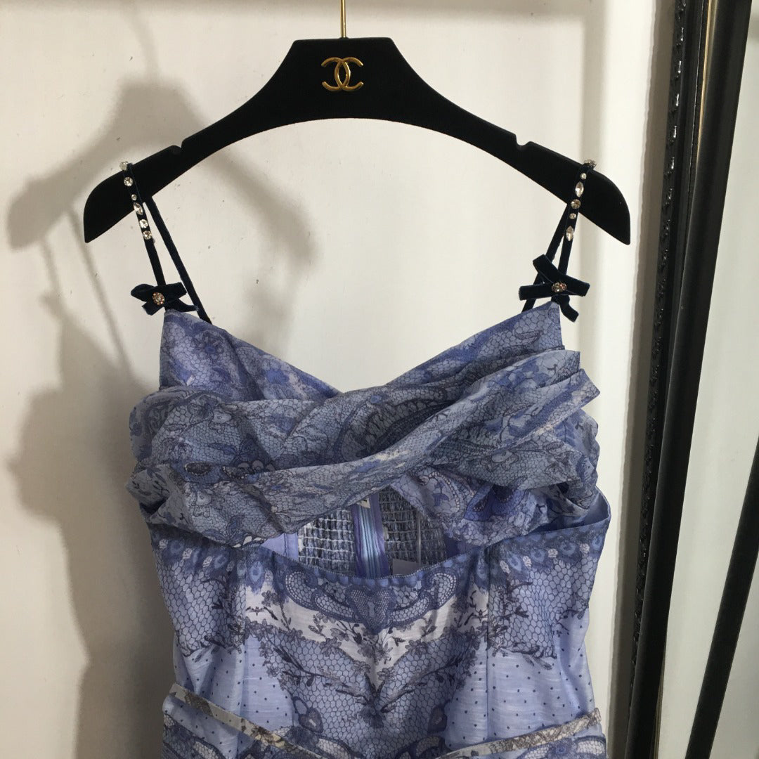 ZI Diamond bow halter dress