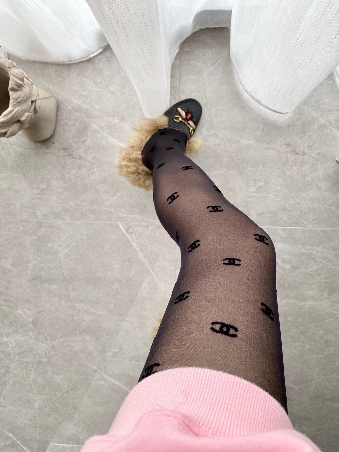 C Classic flocked letter stockings