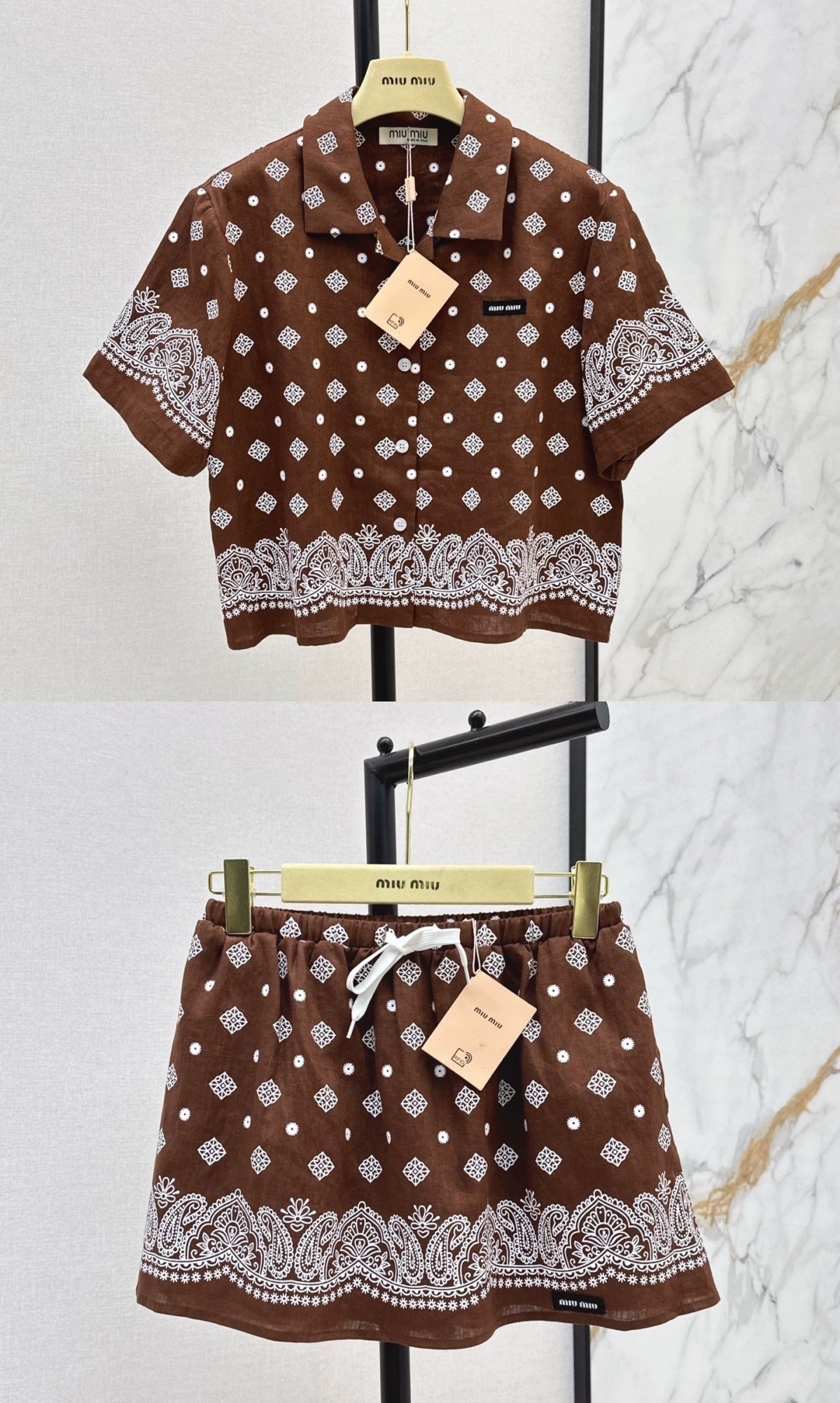 M 25 Spring and Summer New Set Loose Short Sleeve Shirt + Skirt