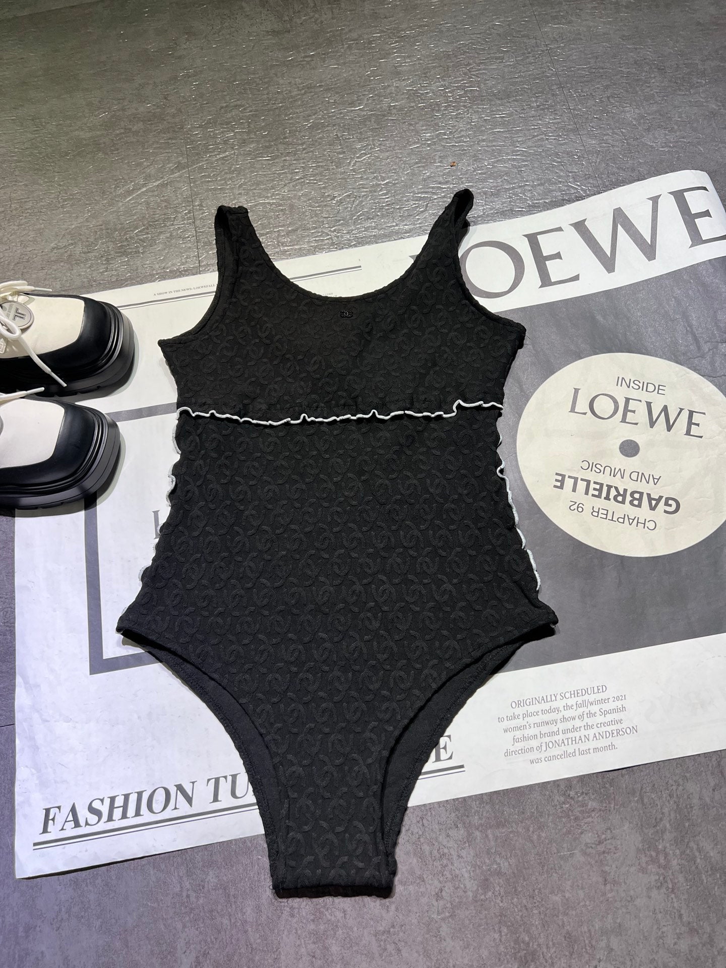 C 25 Black Full Logo Bottom One-piece Swimsuit Shipping
