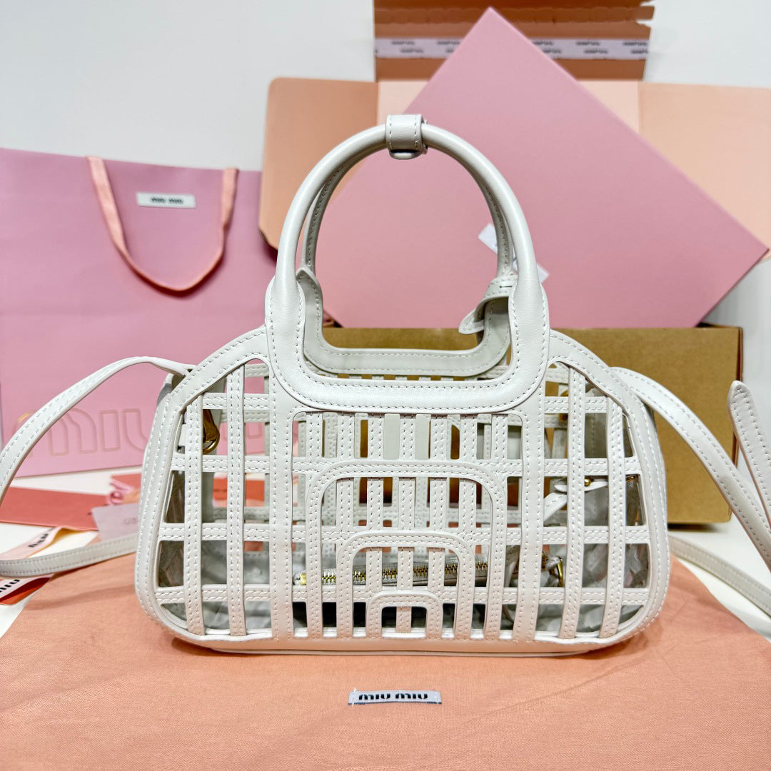 M 25 New Product Vegetable Basket Sea Salt White Soft Naa Leather Handbag 5BA294