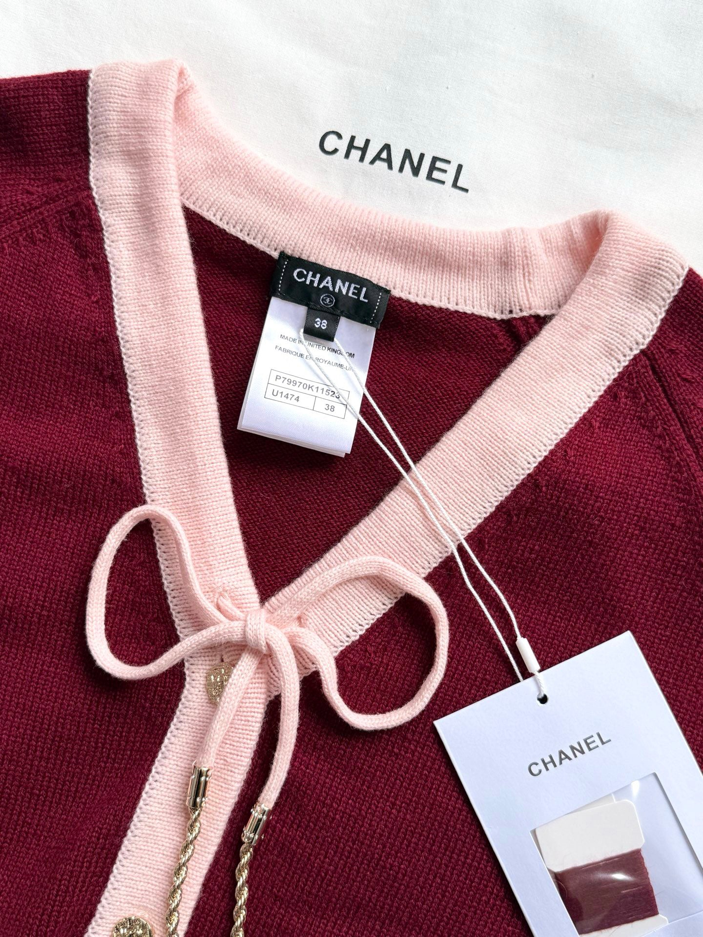 C 25FW pure wool custom-dyed contrast color stitching button cardigan(Red,Blue,Blue2,Pink))