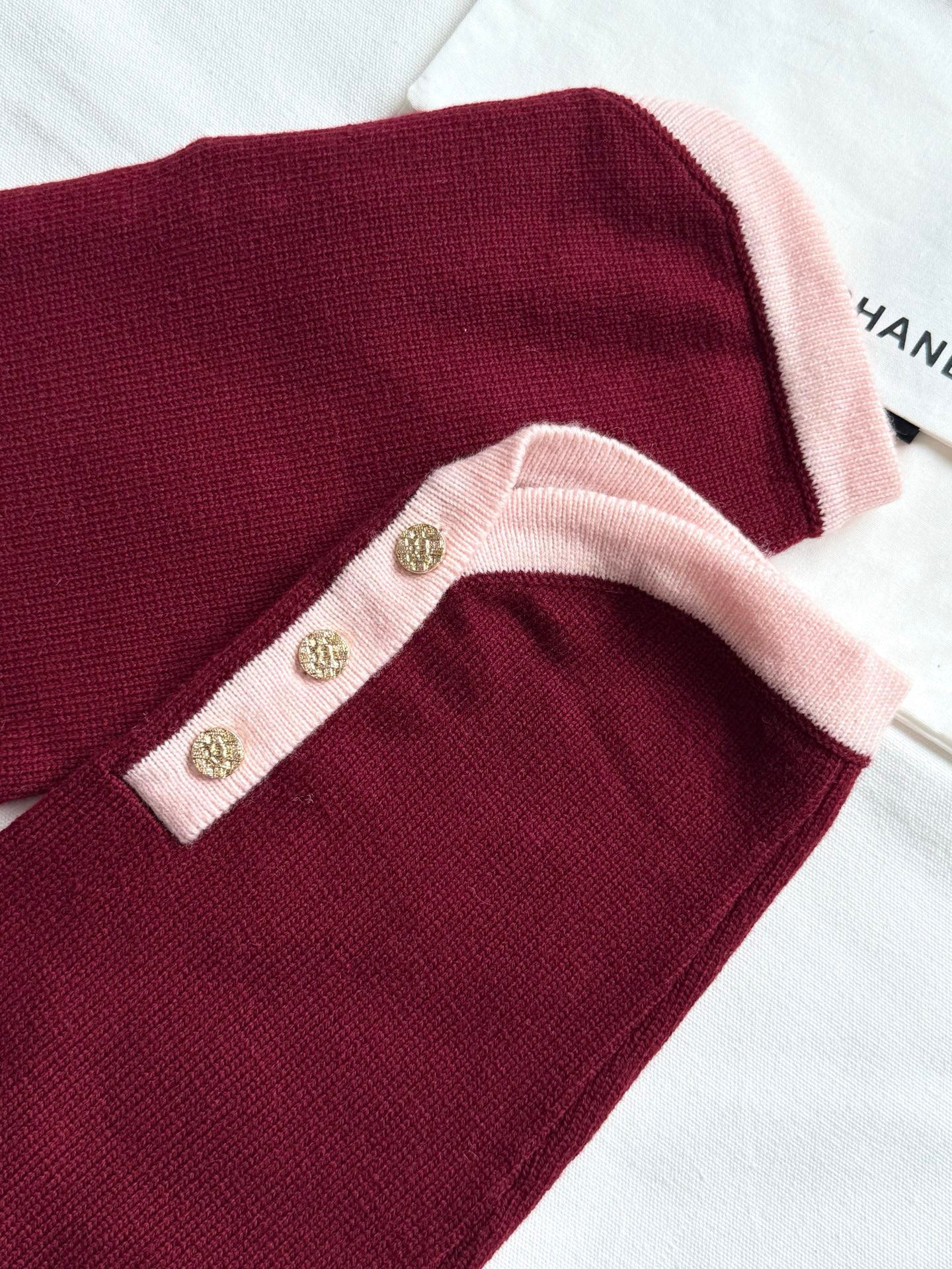 C 25FW pure wool custom-dyed contrast color stitching button cardigan(Red,Blue,Blue2,Pink))