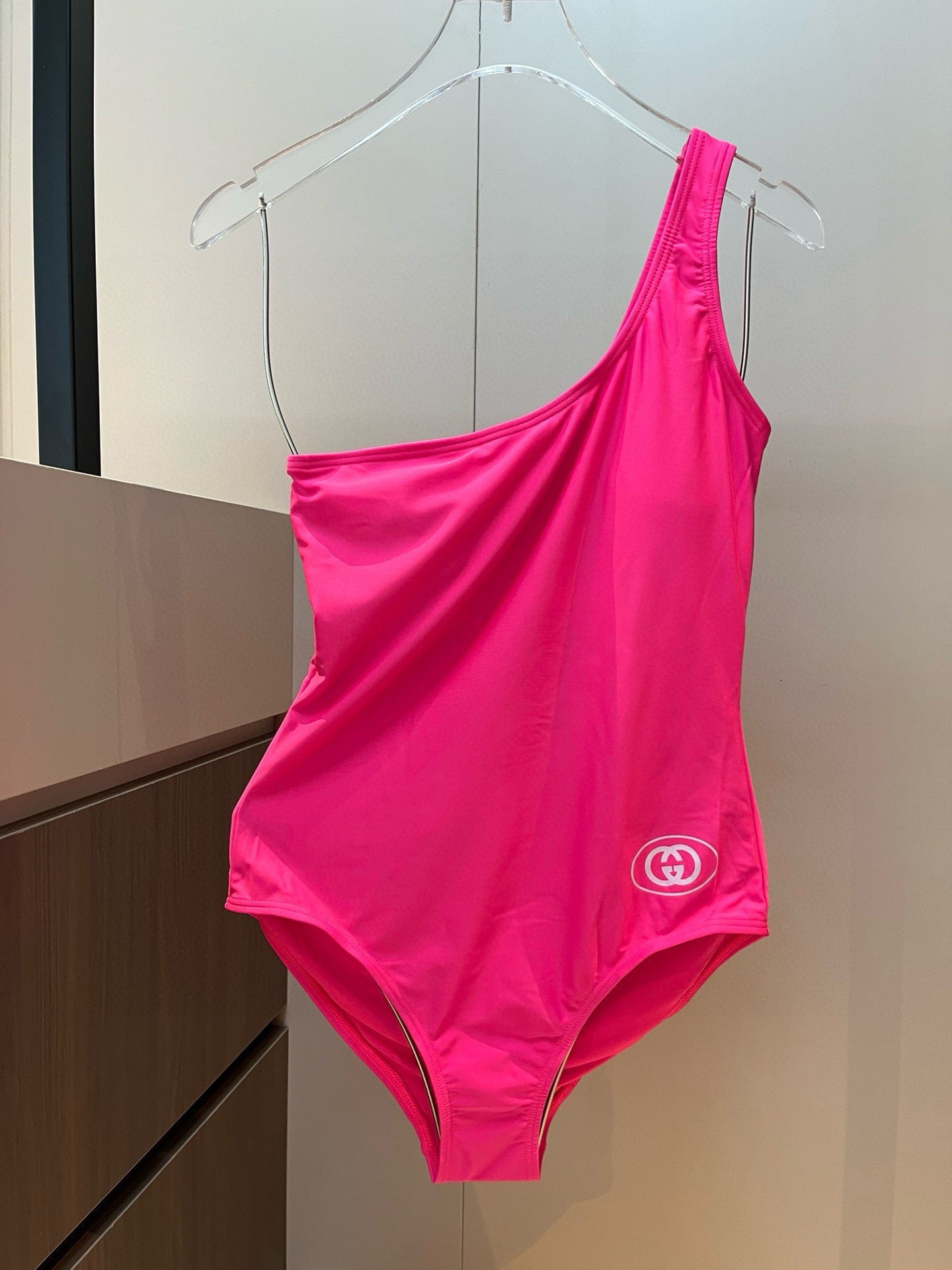 G 25 Pink One Shoulder One Piece Swimsuit