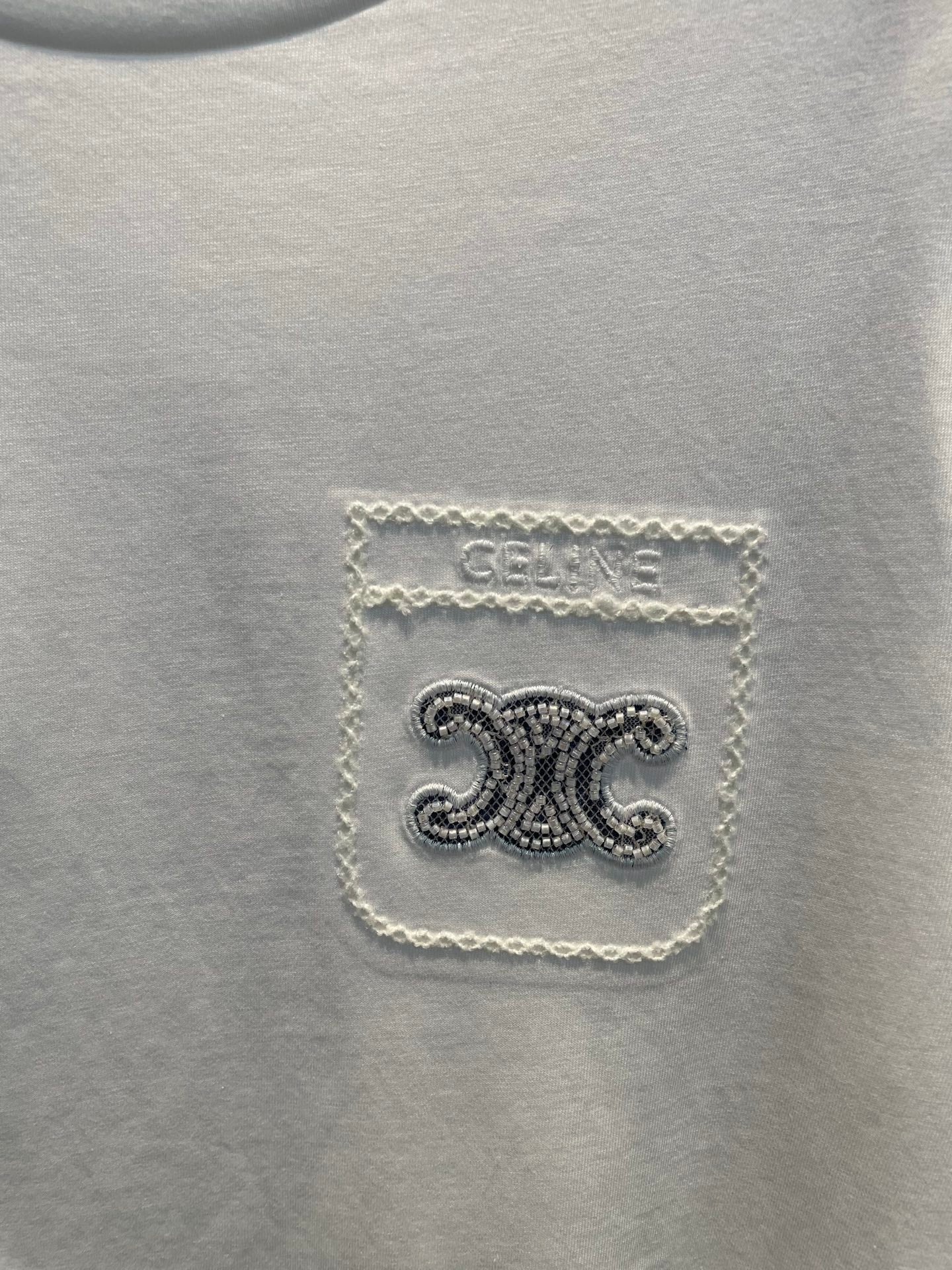 25 Summer new long-sleeved diamond simple letter logo round neck T-shirt