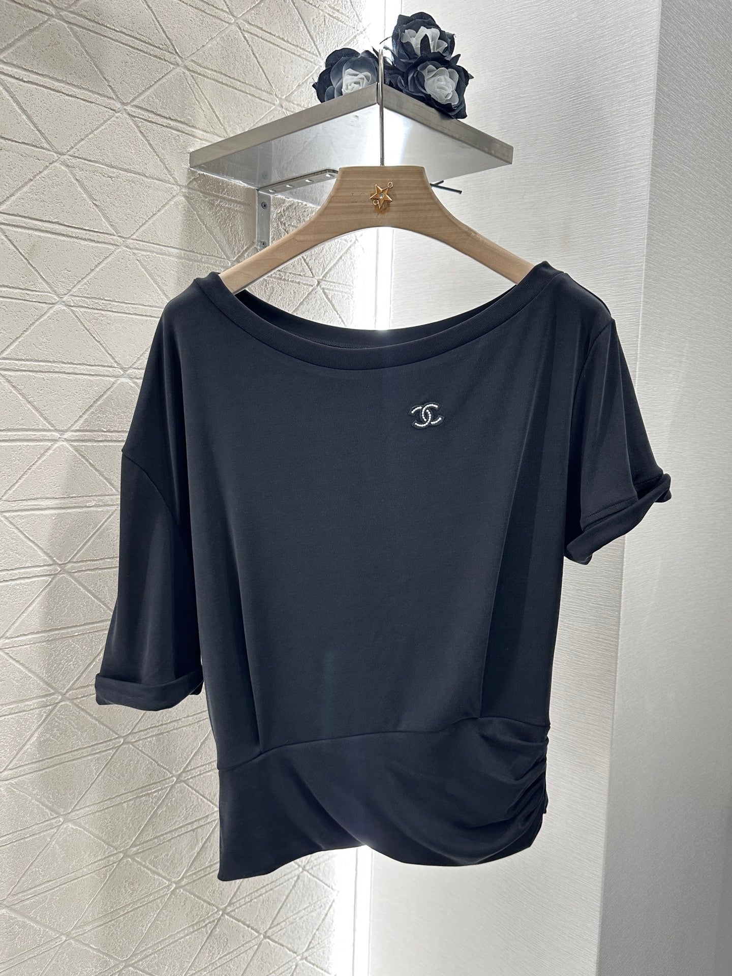 2025 Summer New Arrival Asymmetric Short Sleeve Drawstring Trousers Set