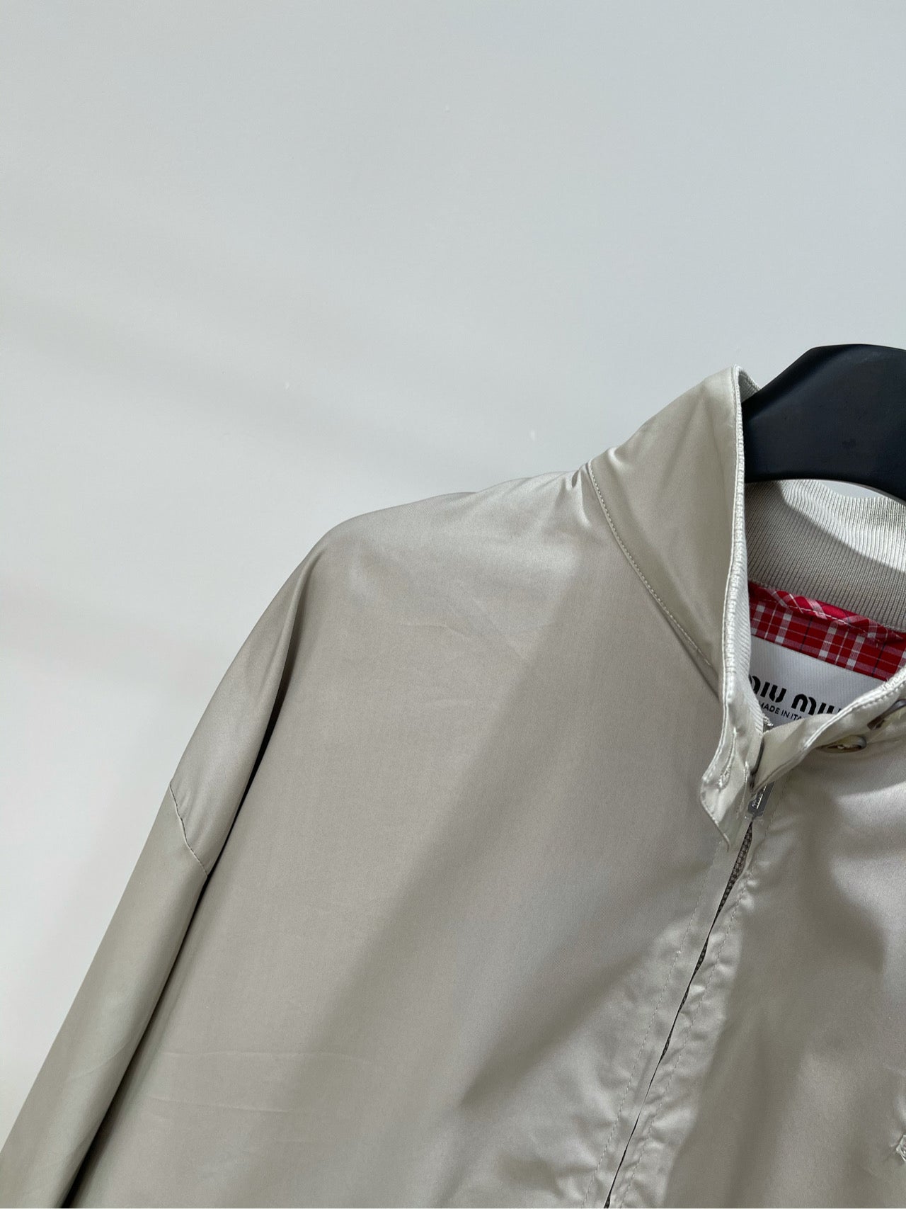 25 Summer new apricot red zipper mid-length jacket