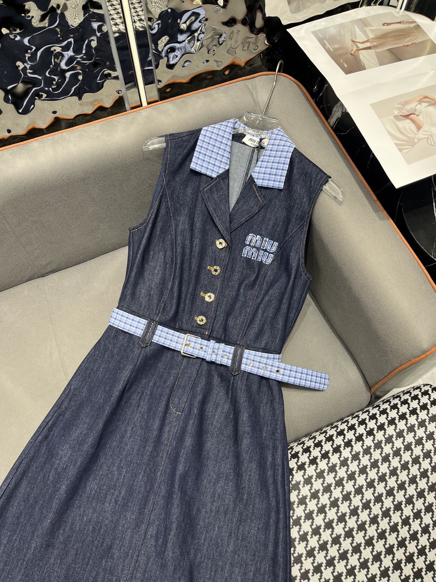 25SS New Summer Denim Lapel Dress