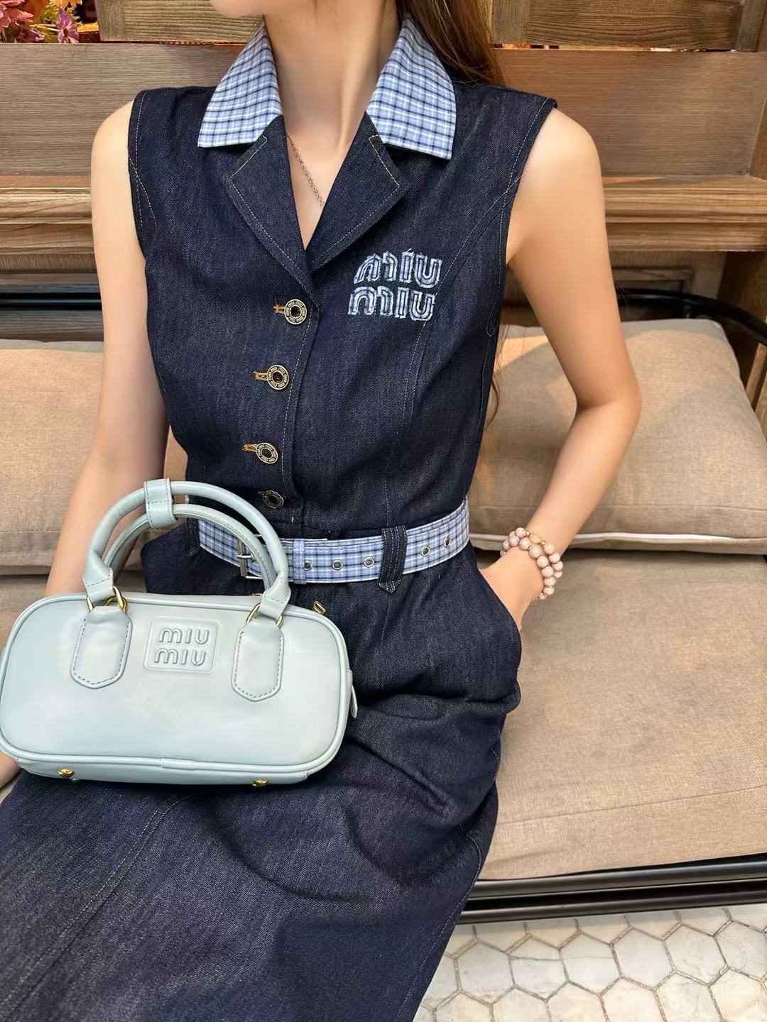 25SS New Summer Denim Lapel Dress