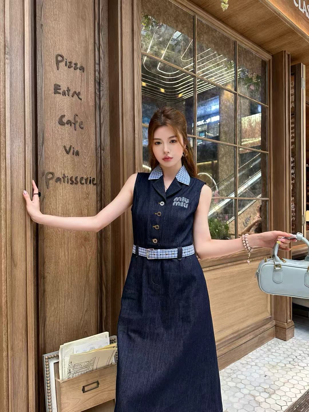 25SS New Summer Denim Lapel Dress