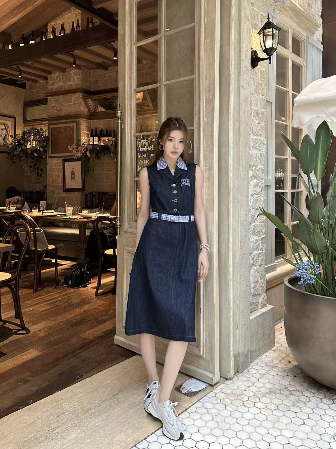 25SS New Summer Denim Lapel Dress