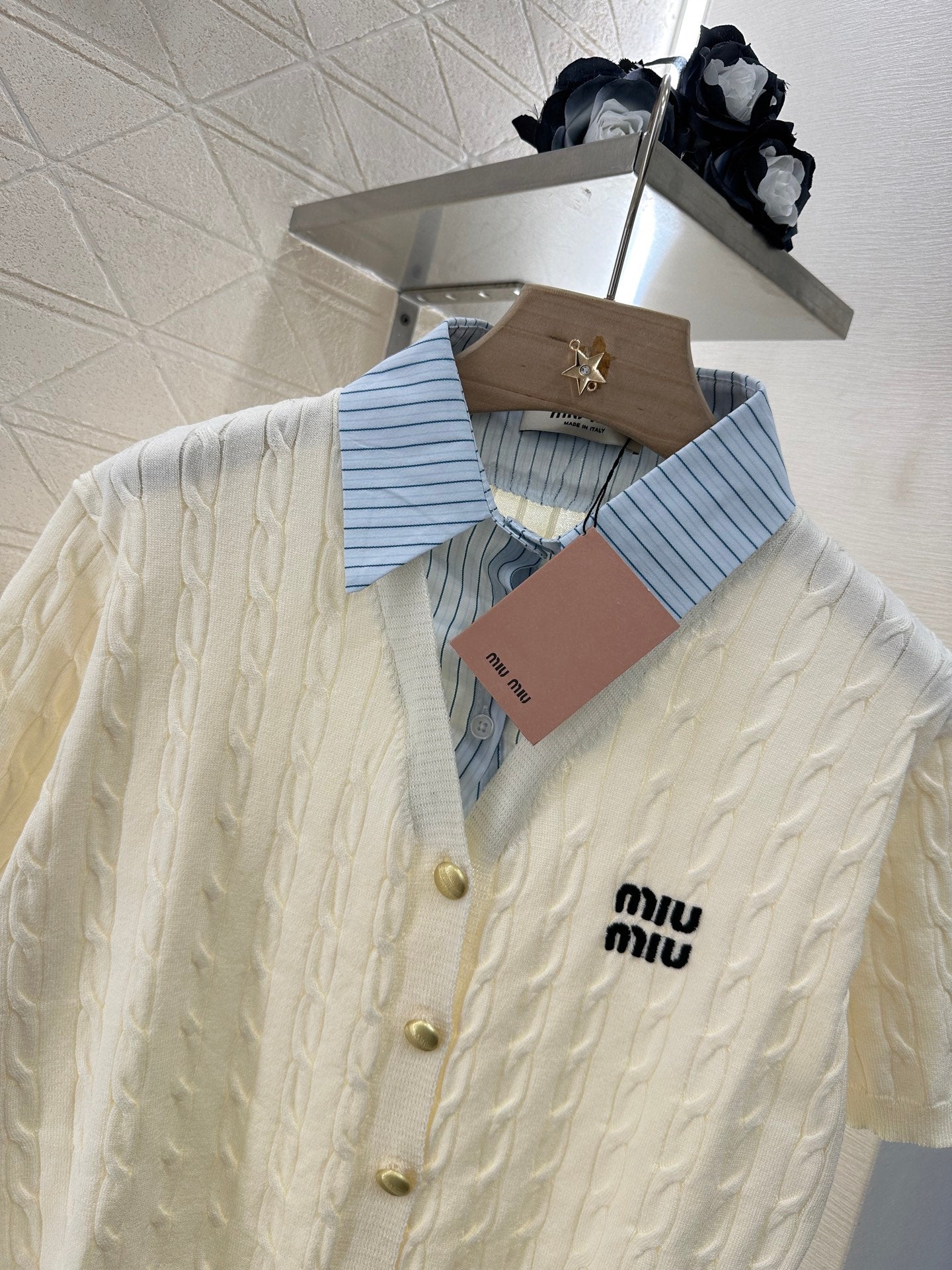 2025 Summer New Arrival Contrast Color Fake Two-Piece Knit Top