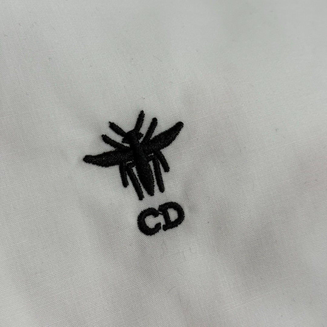 25 Summer new style bee embroidery tied waist long sleeve shirt