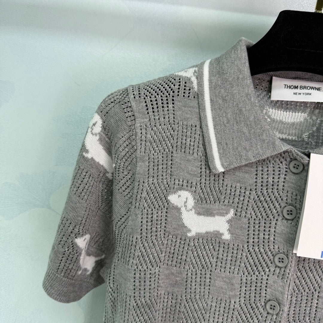 TH 25 Gray Puppy Knit Short Sleeve