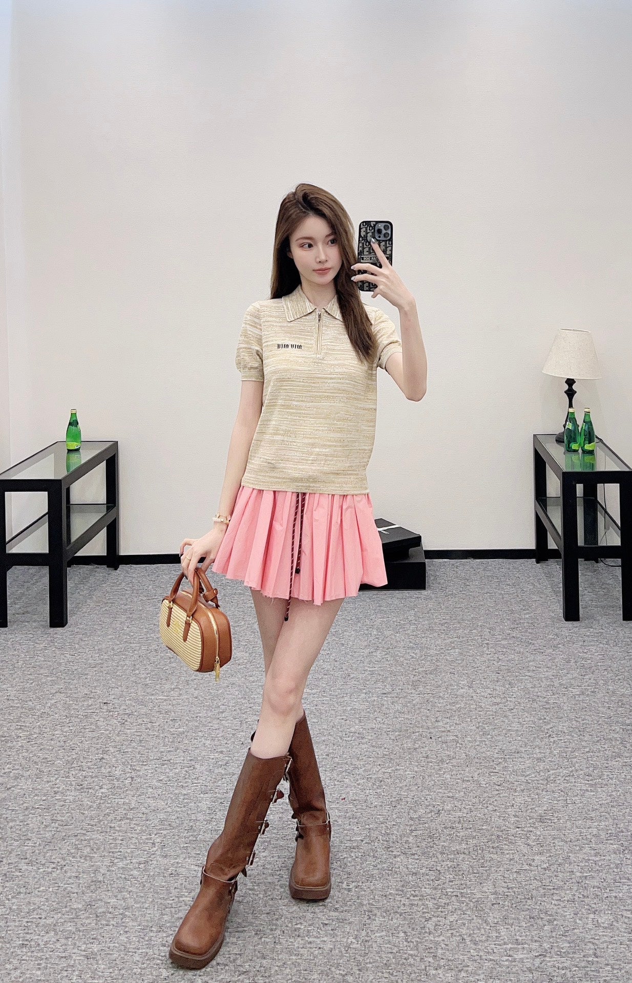 m 2025 Summer New Half-open Lapel Knitted Short Sleeves