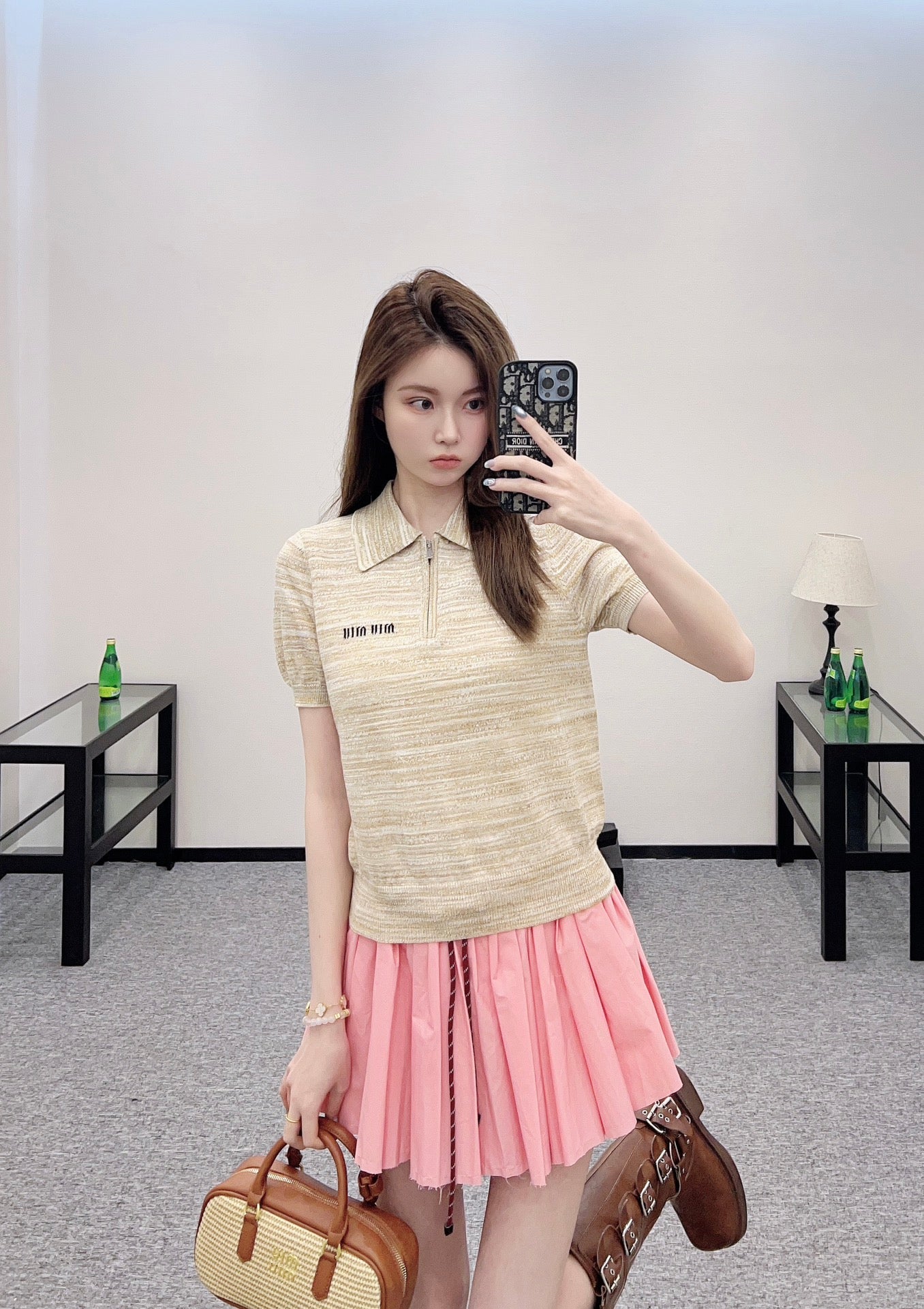m 2025 Summer New Half-open Lapel Knitted Short Sleeves