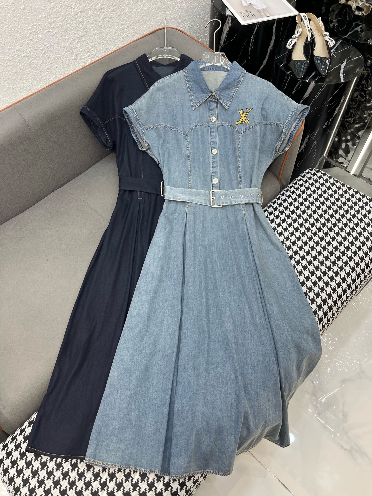 L 25SS Summer New Lapel Denim Dress