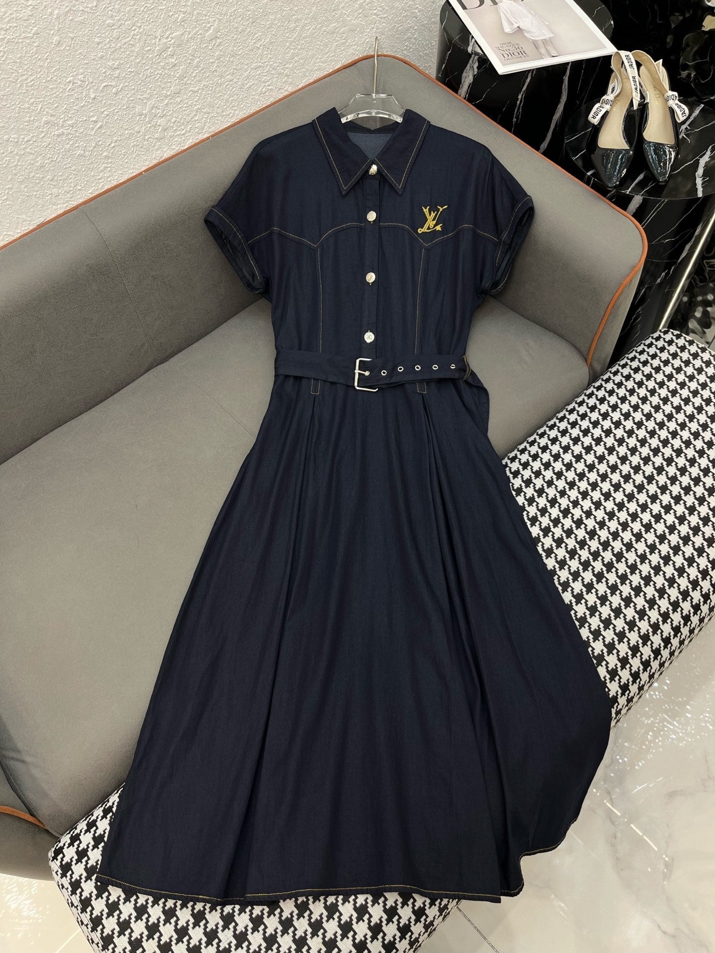 L 25SS Summer New Lapel Denim Dress