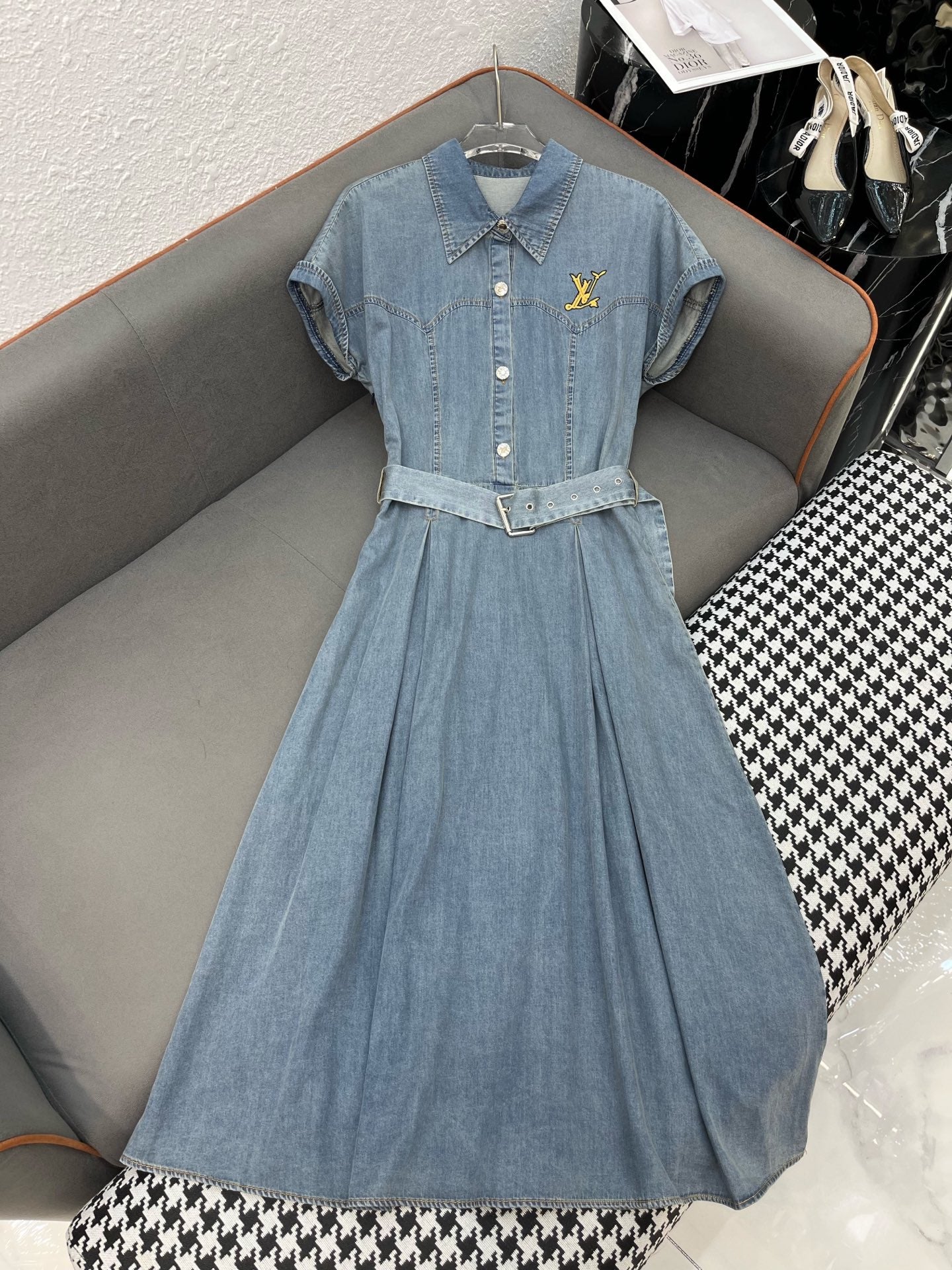 L 25SS Summer New Lapel Denim Dress