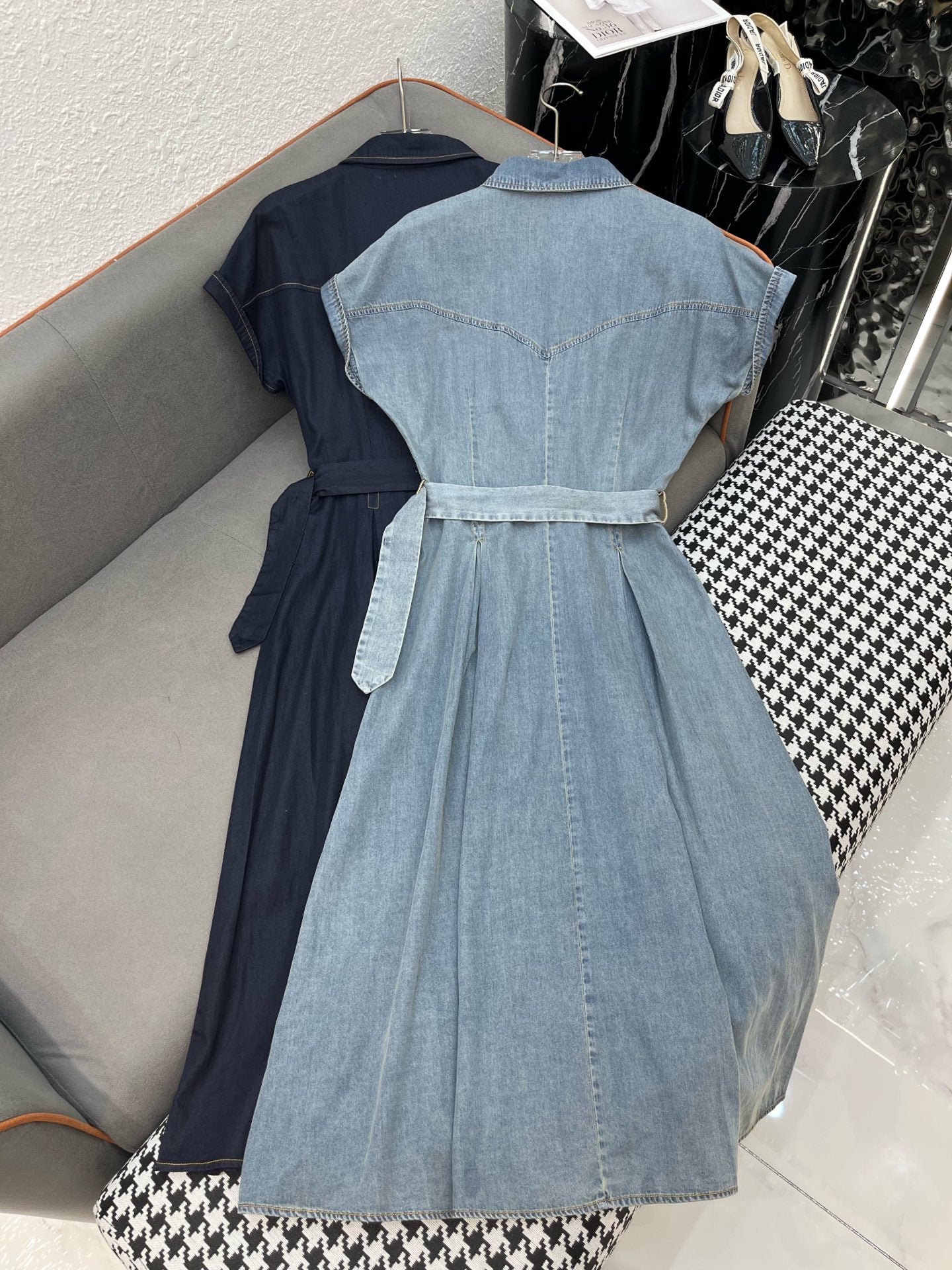 L 25SS Summer New Lapel Denim Dress