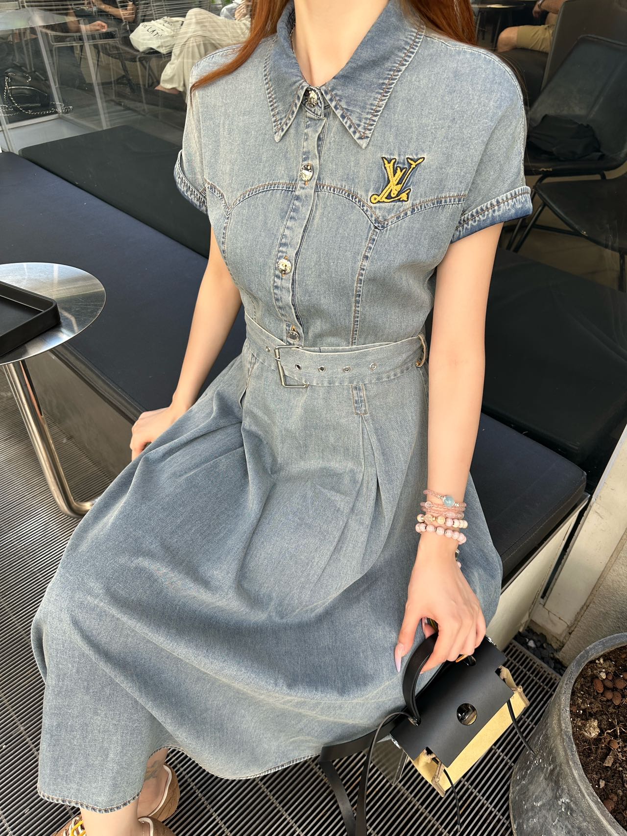 L 25SS Summer New Lapel Denim Dress