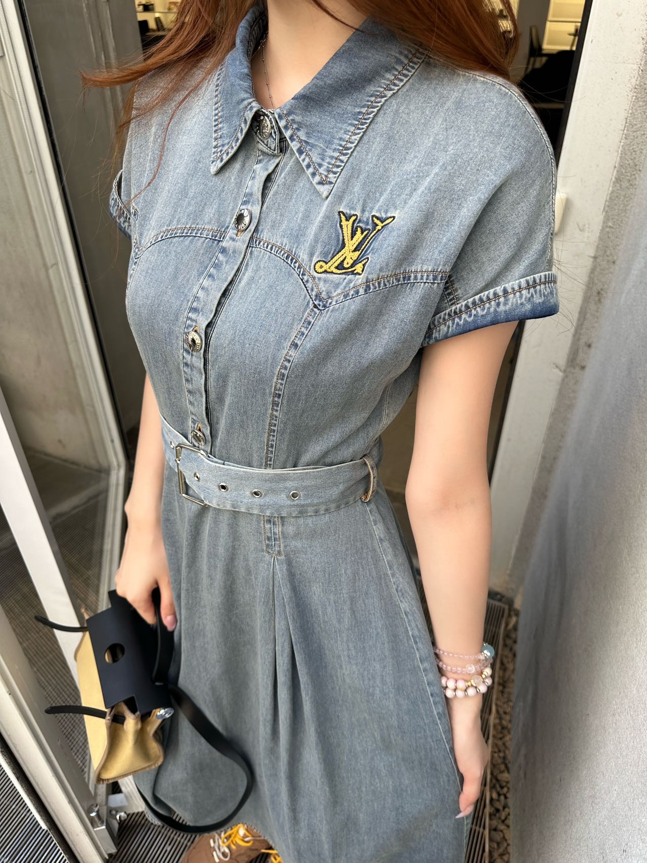 L 25SS Summer New Lapel Denim Dress