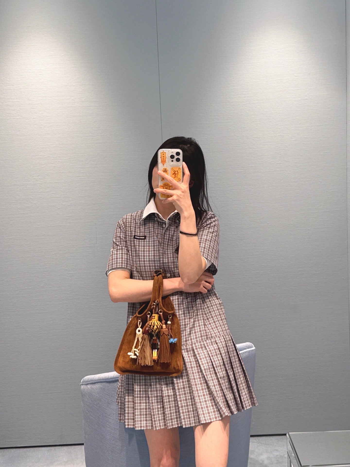 M 25Ss new spring and summer logo embroidered pleated shirt dress