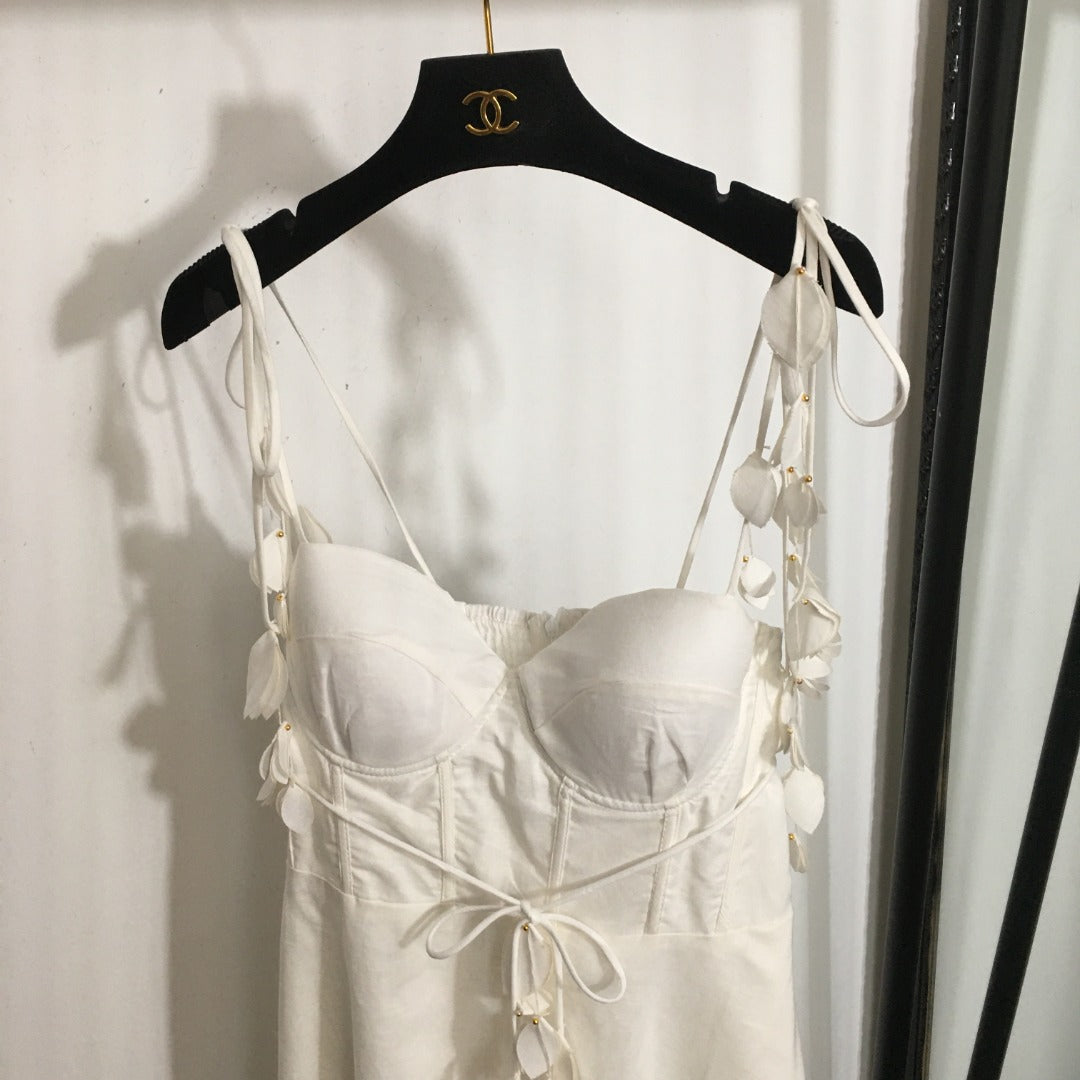 v 25 Summer New Petal Lace-up Tube Top Suspender Dress