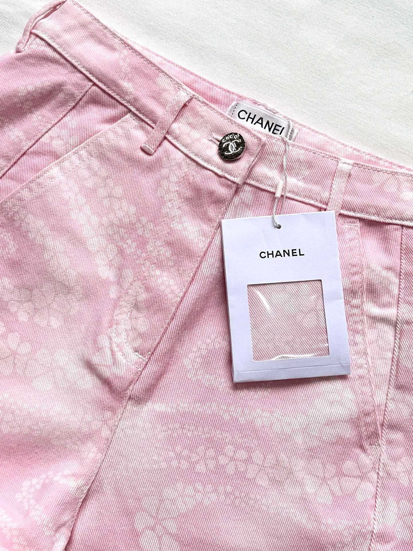 C 25 New Camellia logo positioning print fashion denim pants