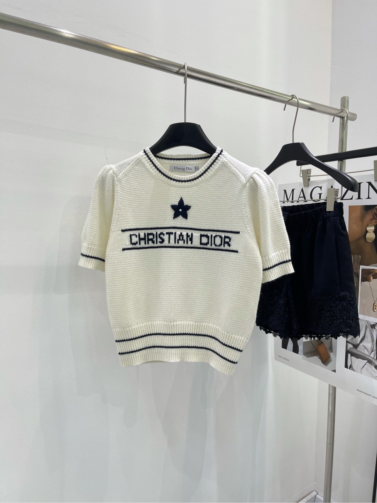 D 25 Star knitted short-sleeved top
