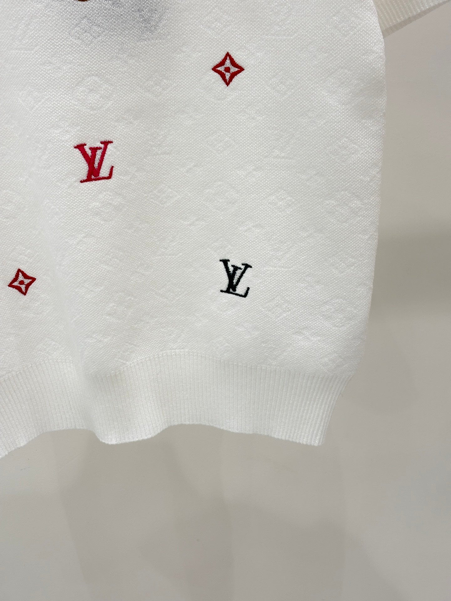 L 25 Early Spring New Round Neck Letter Logo Embroidery Diamond Pattern Casual Knitted Short Sleeve