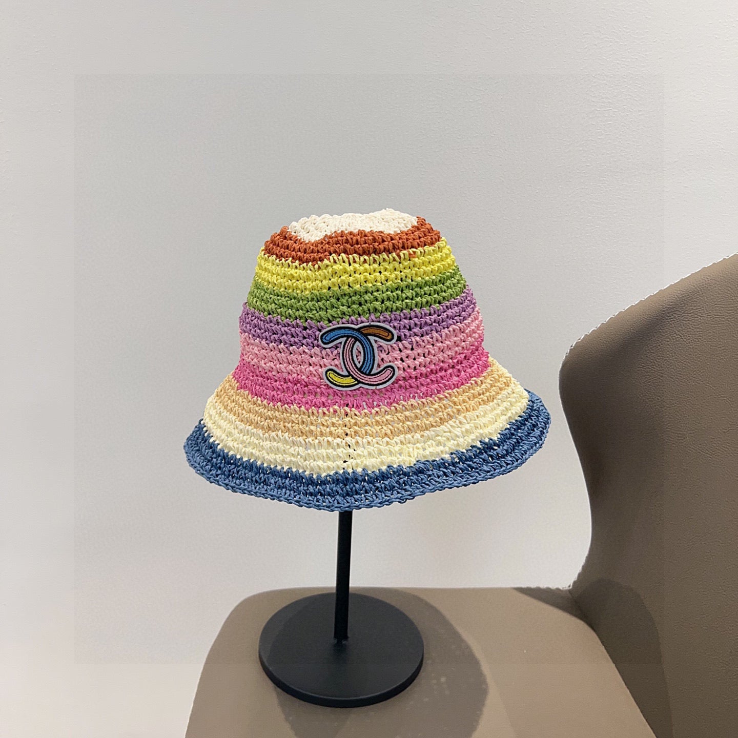 2025 Summer New Rainbow Braided Bucket Hat