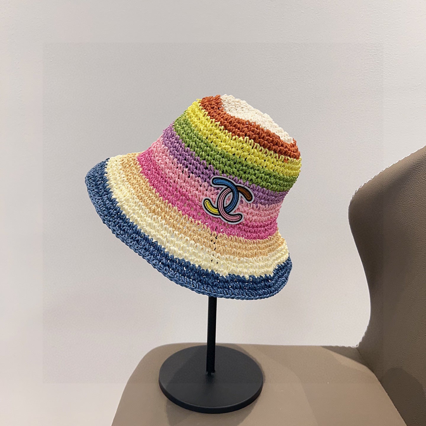 2025 Summer New Rainbow Braided Bucket Hat