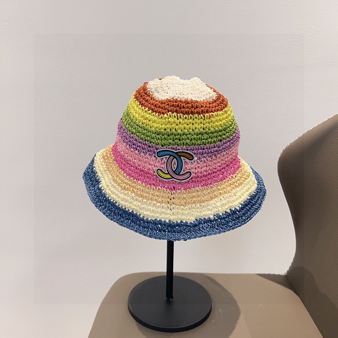 2025 Summer New Rainbow Braided Bucket Hat