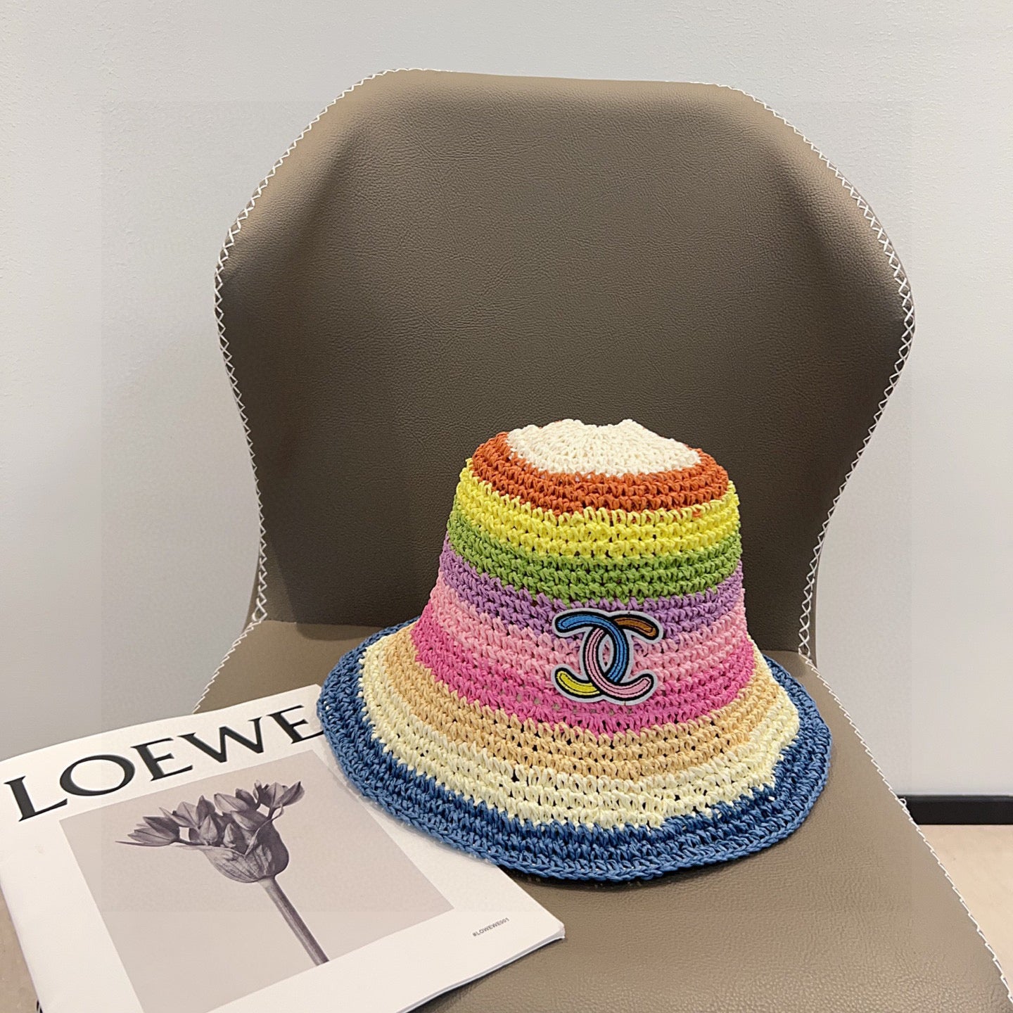 2025 Summer New Rainbow Braided Bucket Hat