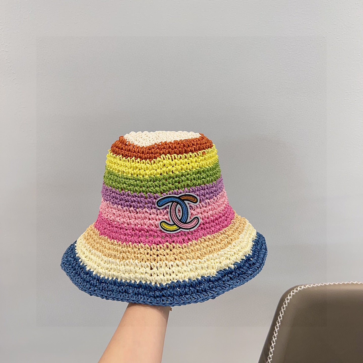 2025 Summer New Rainbow Braided Bucket Hat