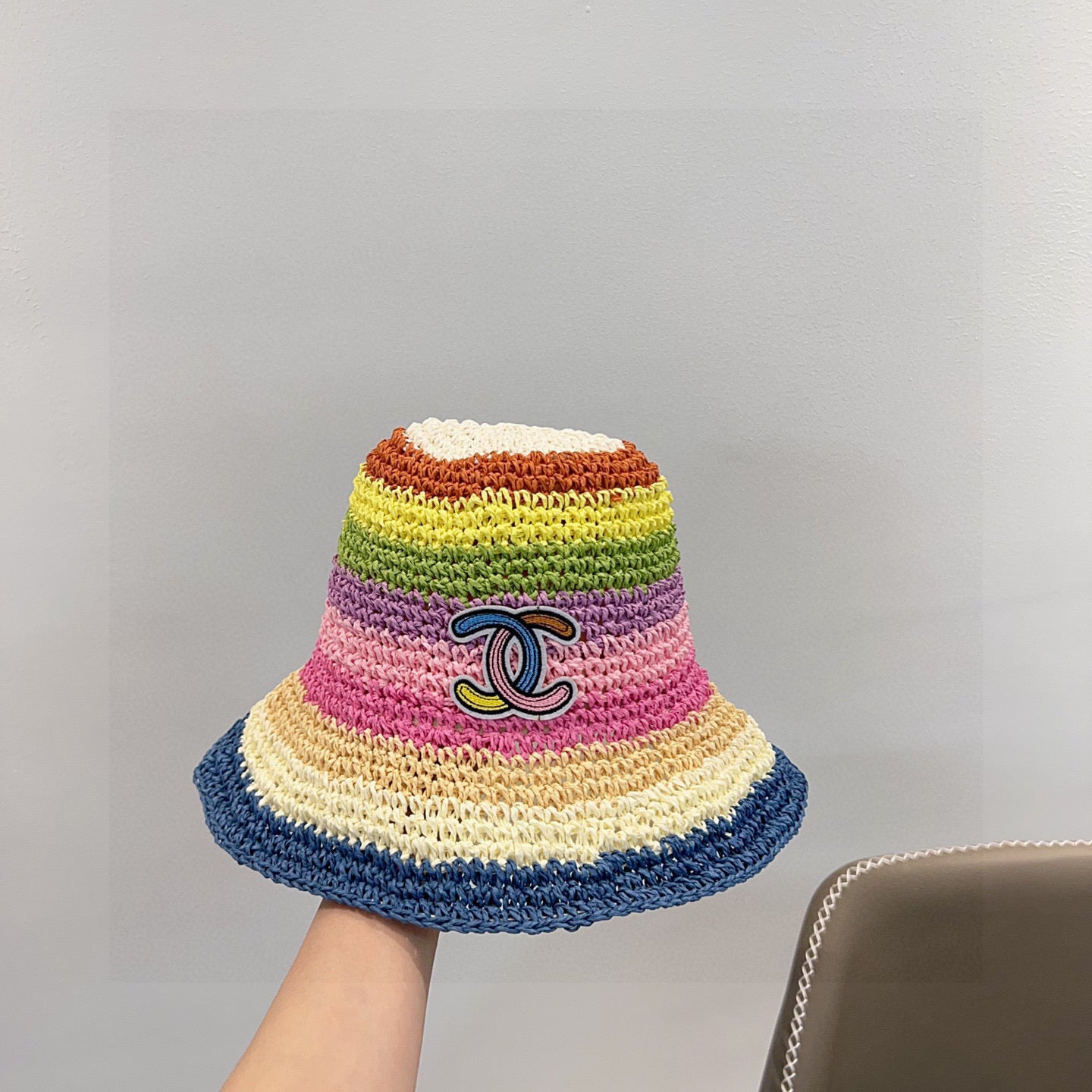 2025 Summer New Rainbow Braided Bucket Hat