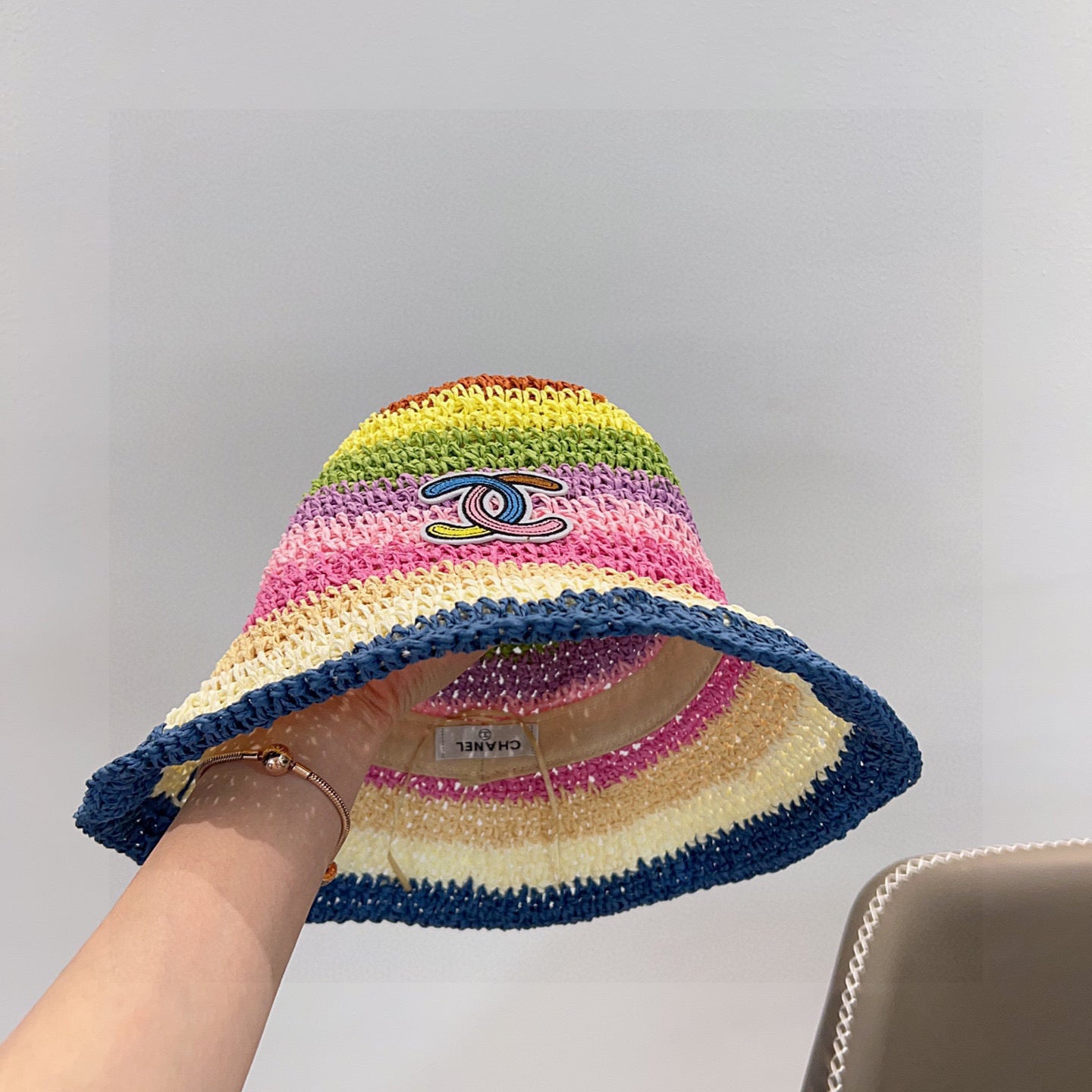 2025 Summer New Rainbow Braided Bucket Hat