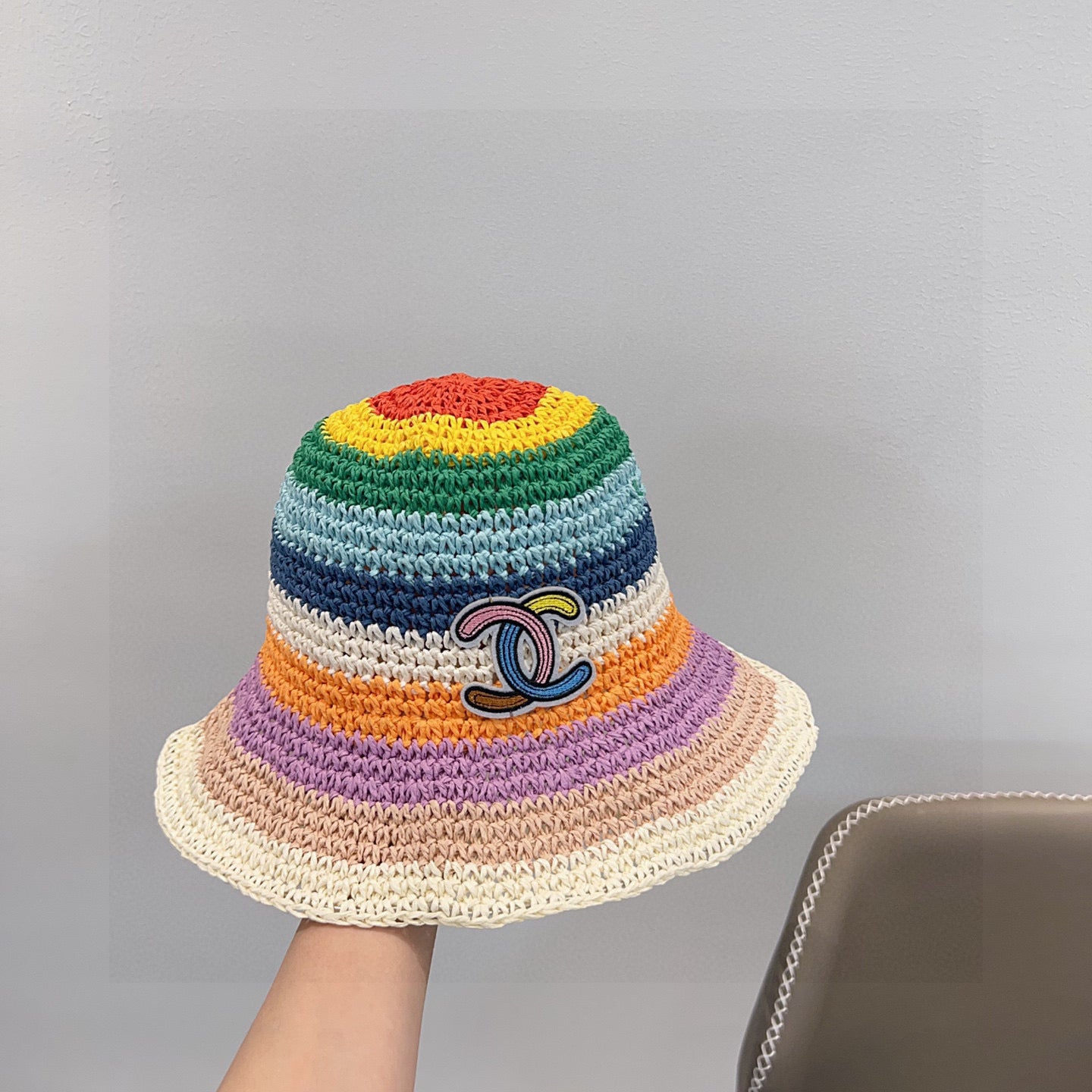 2025 Summer New Rainbow Braided Bucket Hat