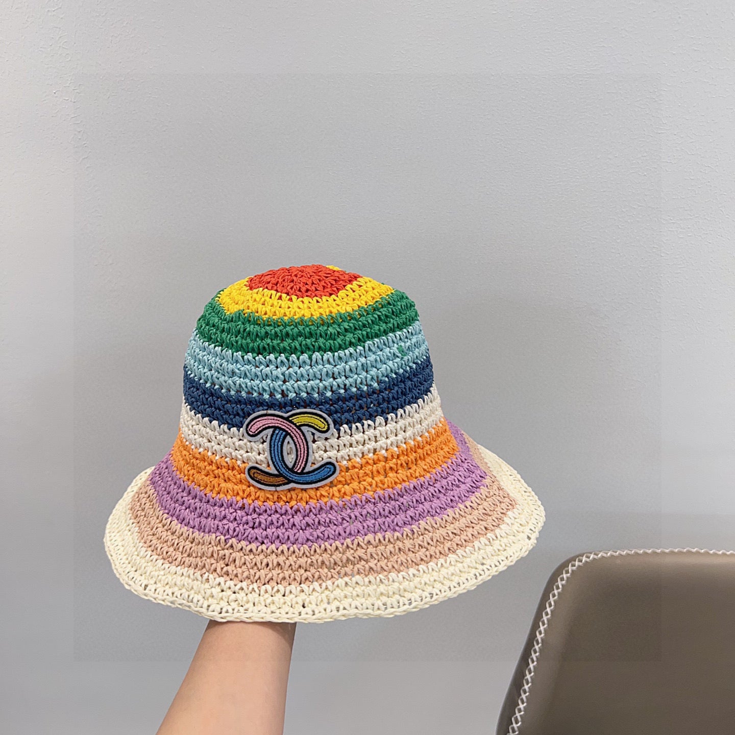 2025 Summer New Rainbow Braided Bucket Hat