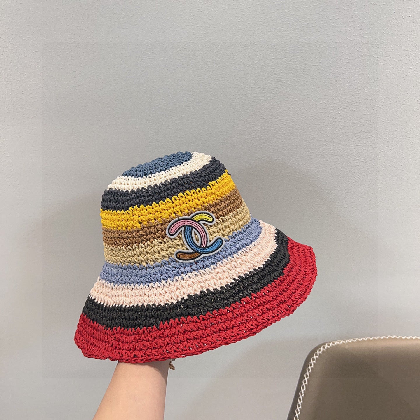 2025 Summer New Rainbow Braided Bucket Hat