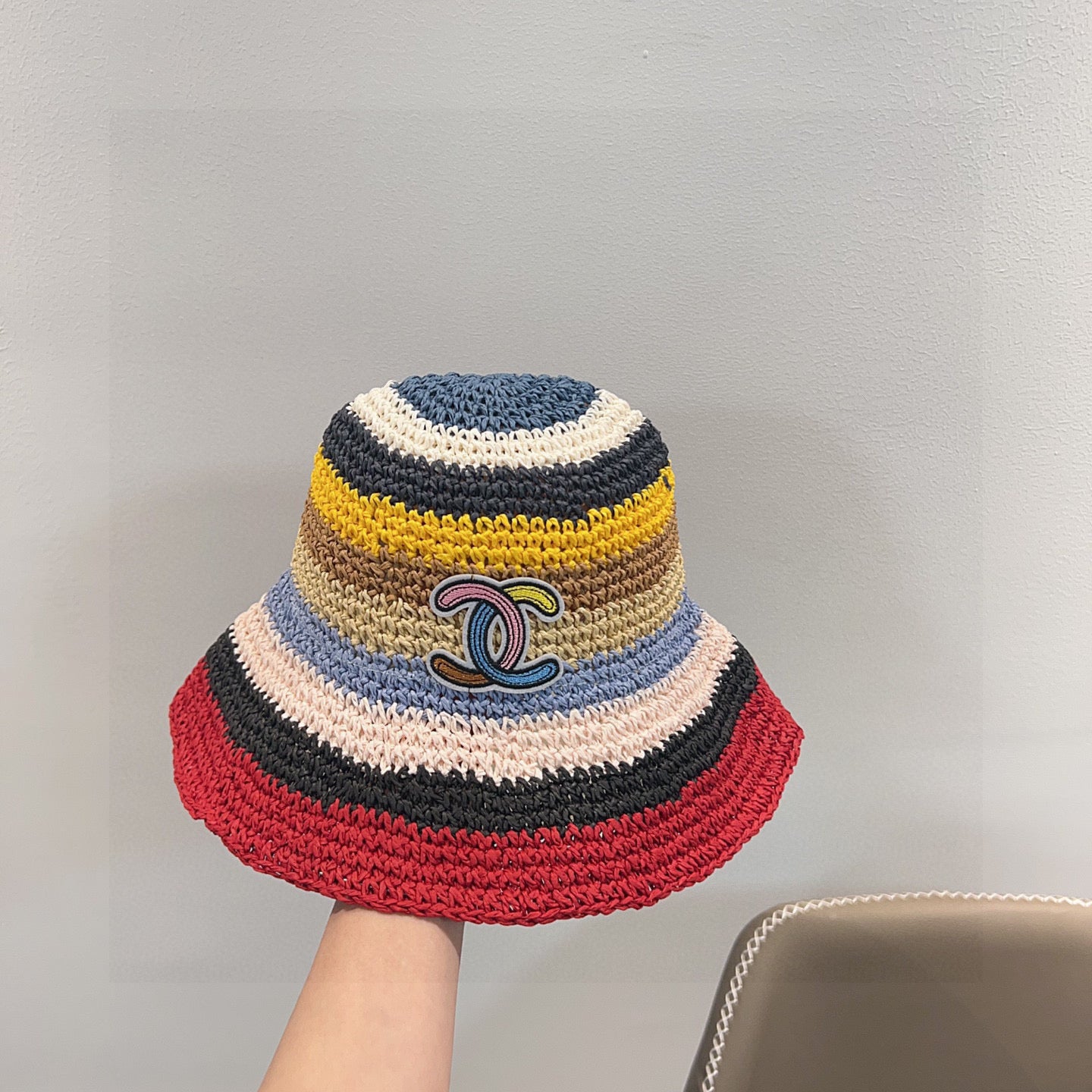 2025 Summer New Rainbow Braided Bucket Hat