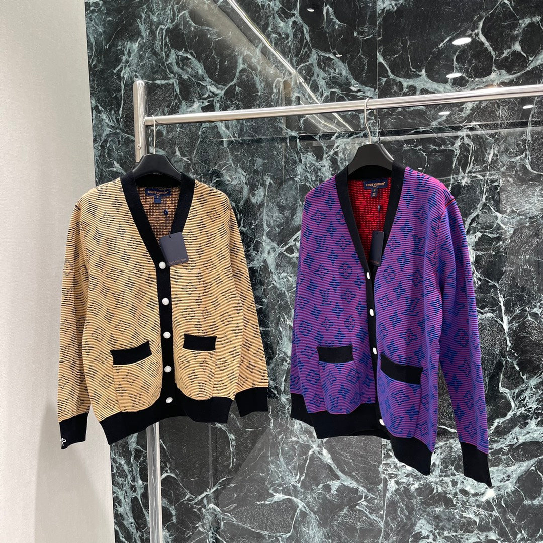 L 25 Early Fall New V-neck Jacquard Knit Cardigan