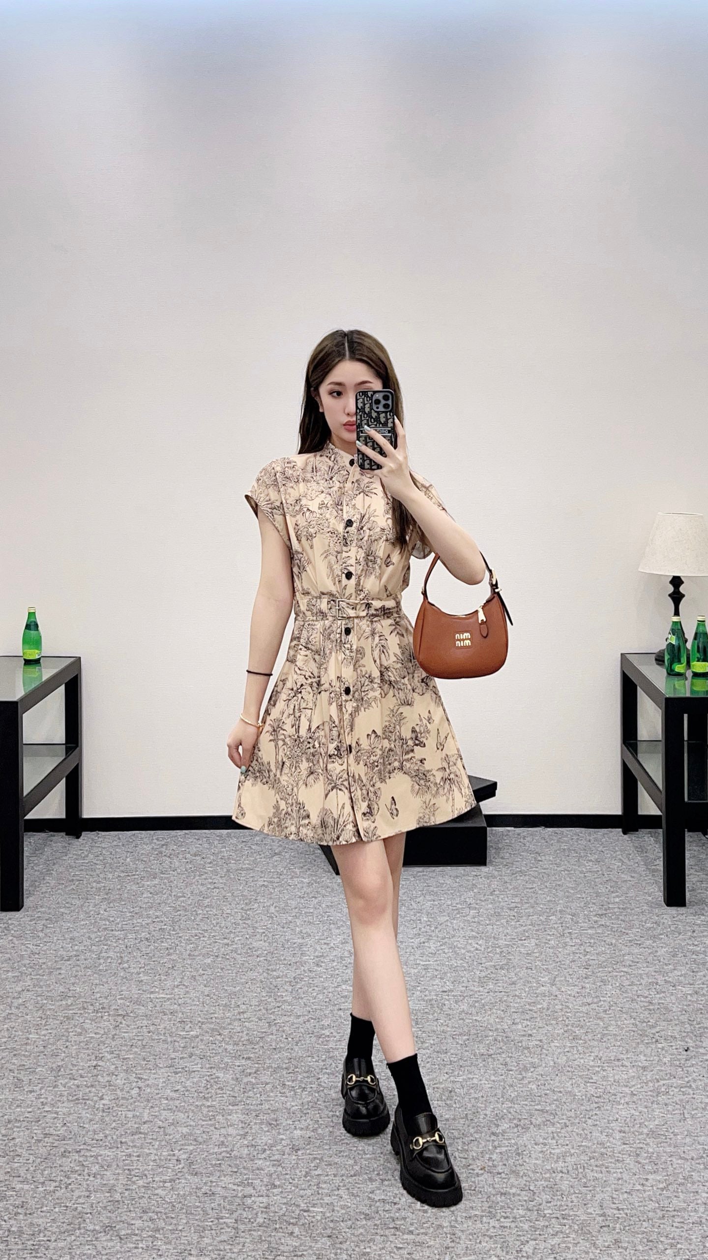 2025 Autumn New Lapel Wide Sleeve Print Dress