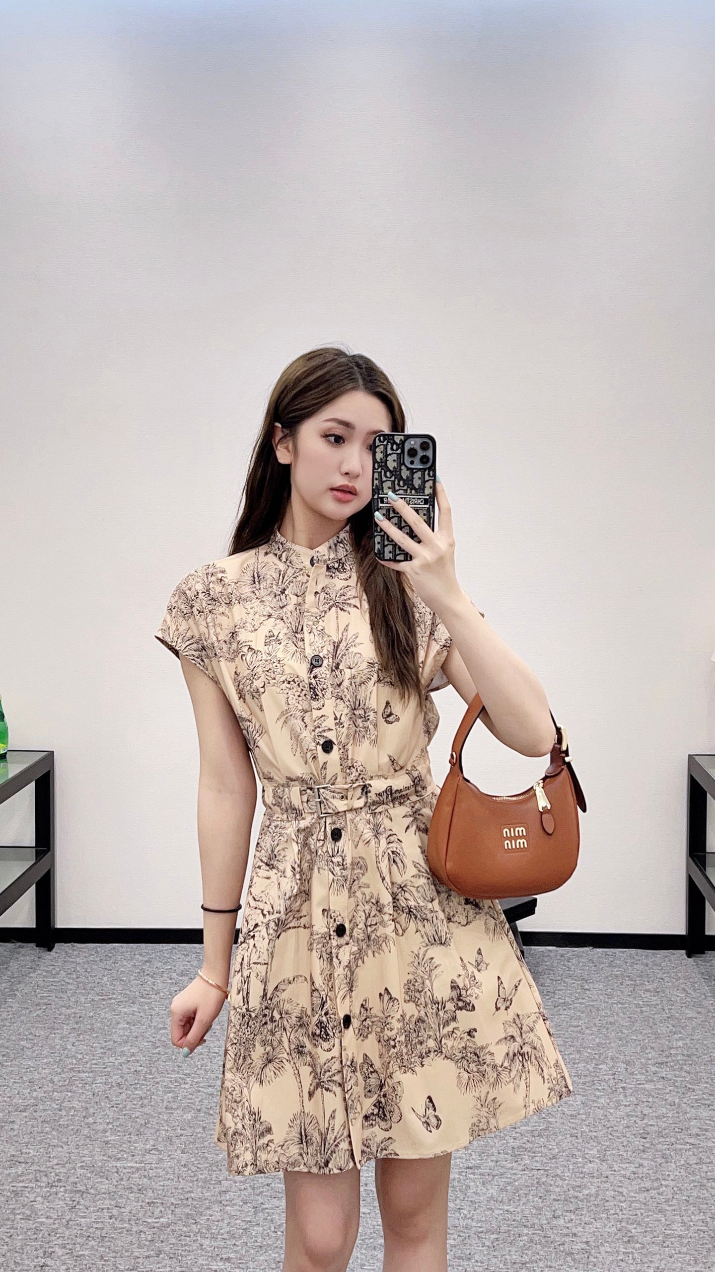 2025 Autumn New Lapel Wide Sleeve Print Dress