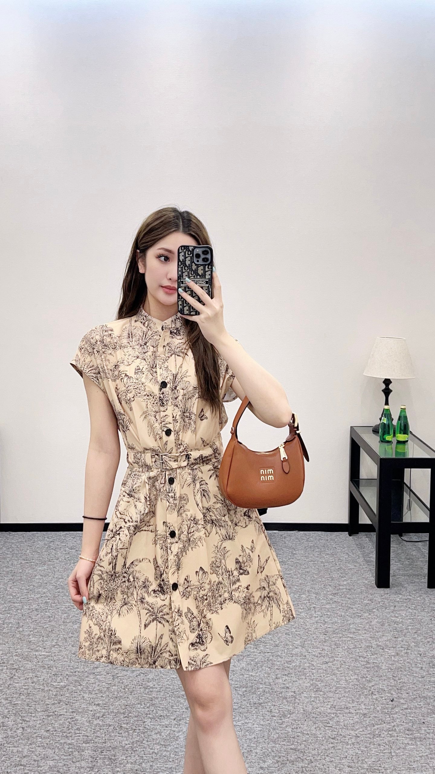2025 Autumn New Lapel Wide Sleeve Print Dress