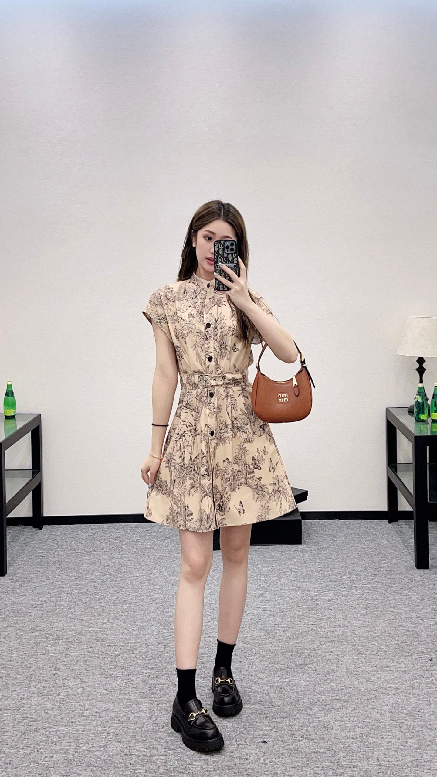 2025 Autumn New Lapel Wide Sleeve Print Dress