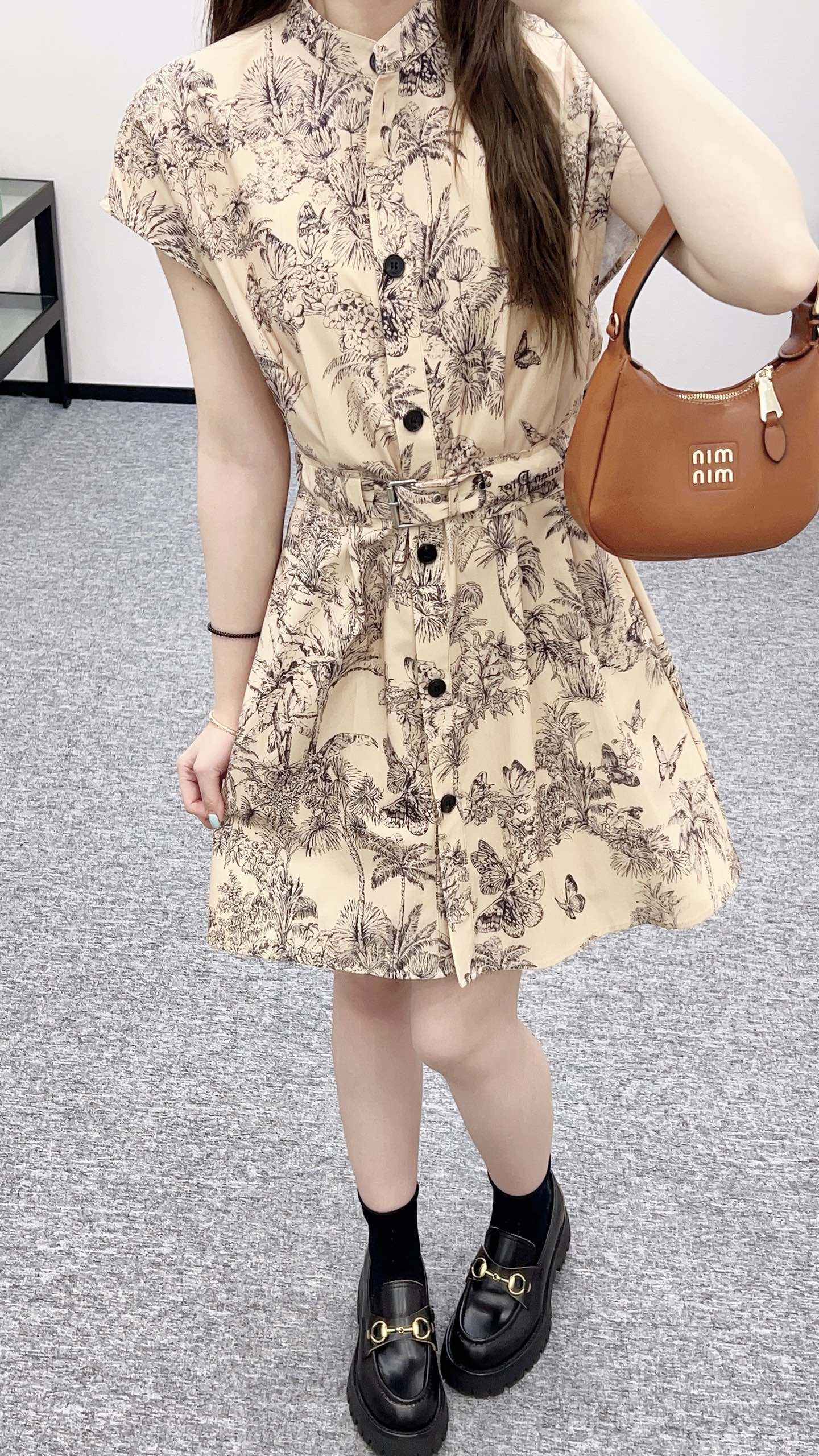 2025 Autumn New Lapel Wide Sleeve Print Dress
