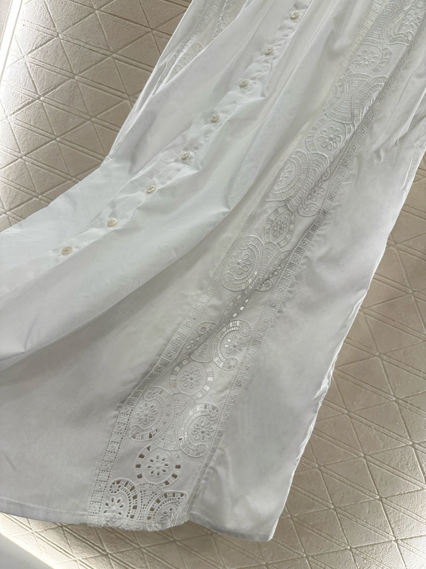 2025 autumn new embroidery hollow midi skirt